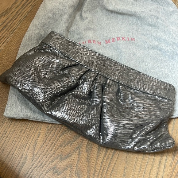 Lauren Merkin Metallic Silver Clutch - Picture 1 of 3